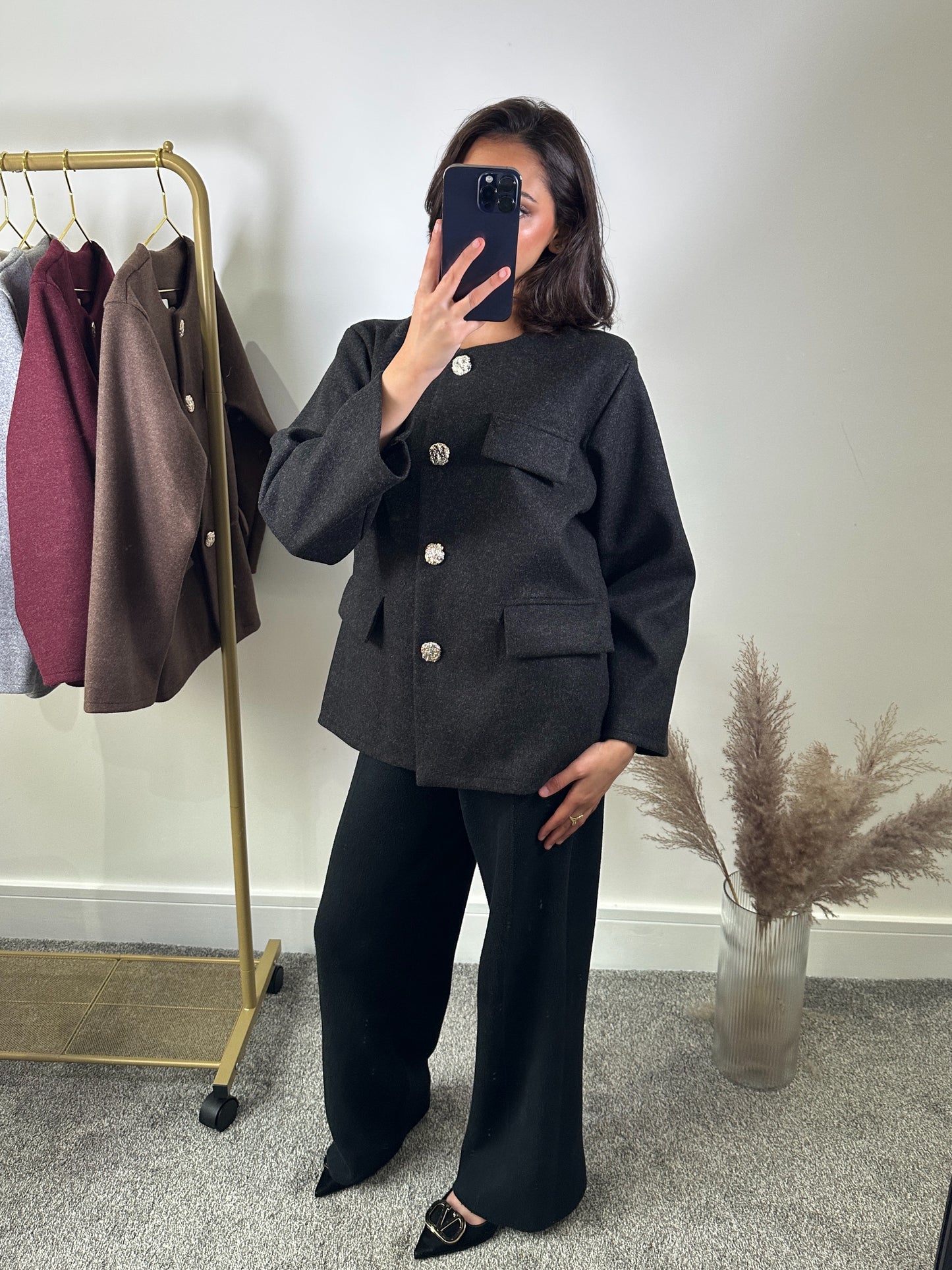 Wool blend jacket in black