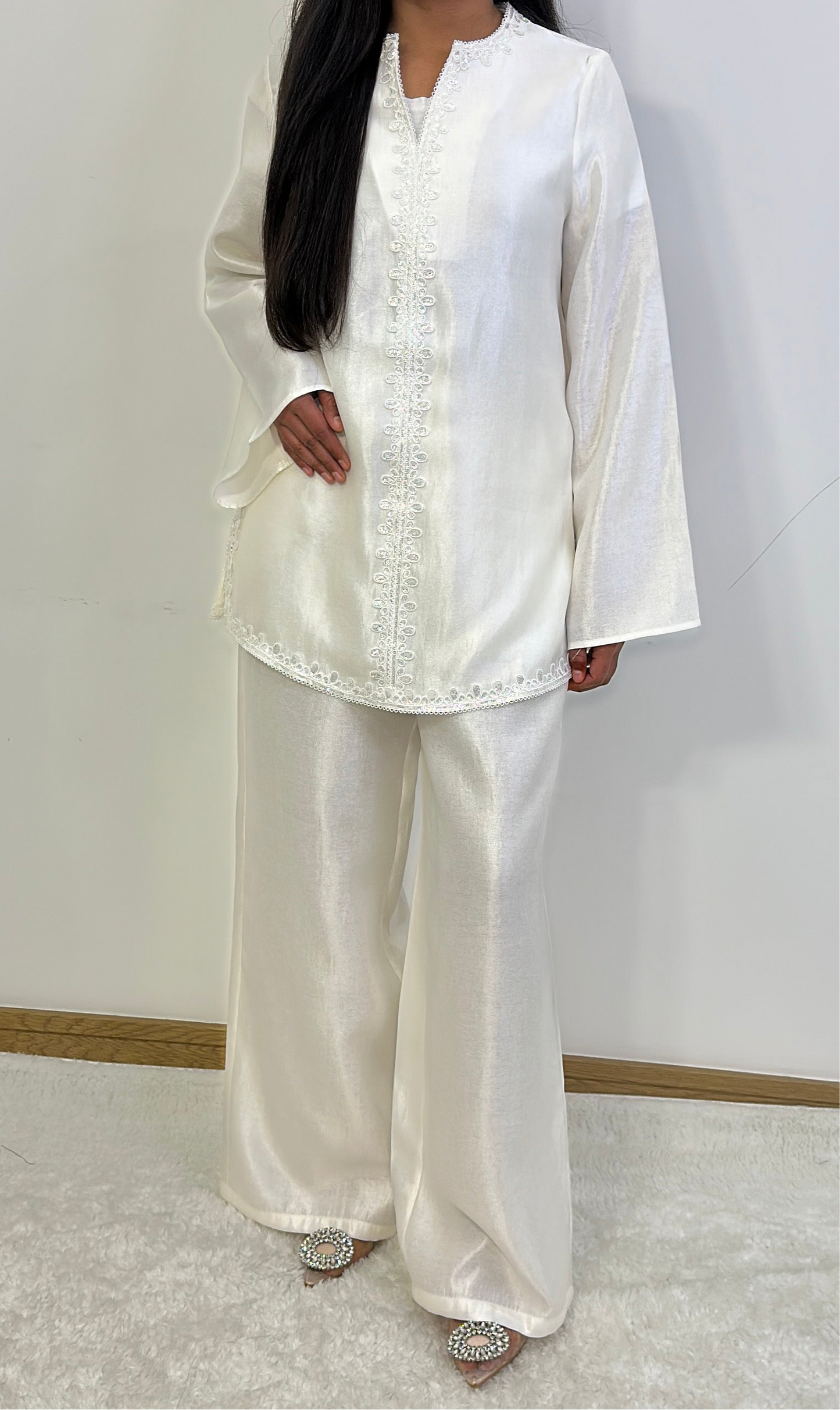 Shaba two piece co ord set in white.