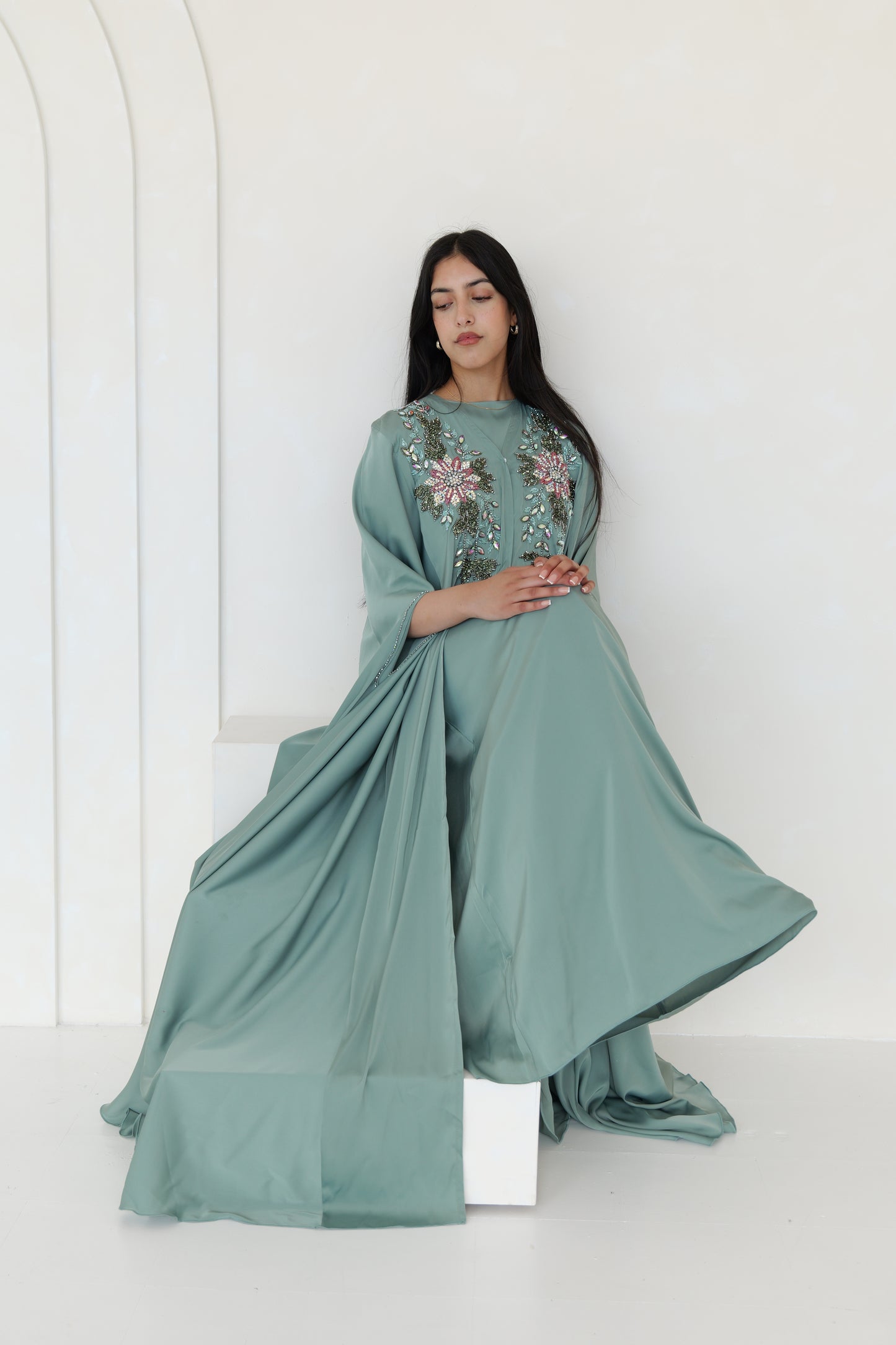 Hadiyah Abaya in saga green