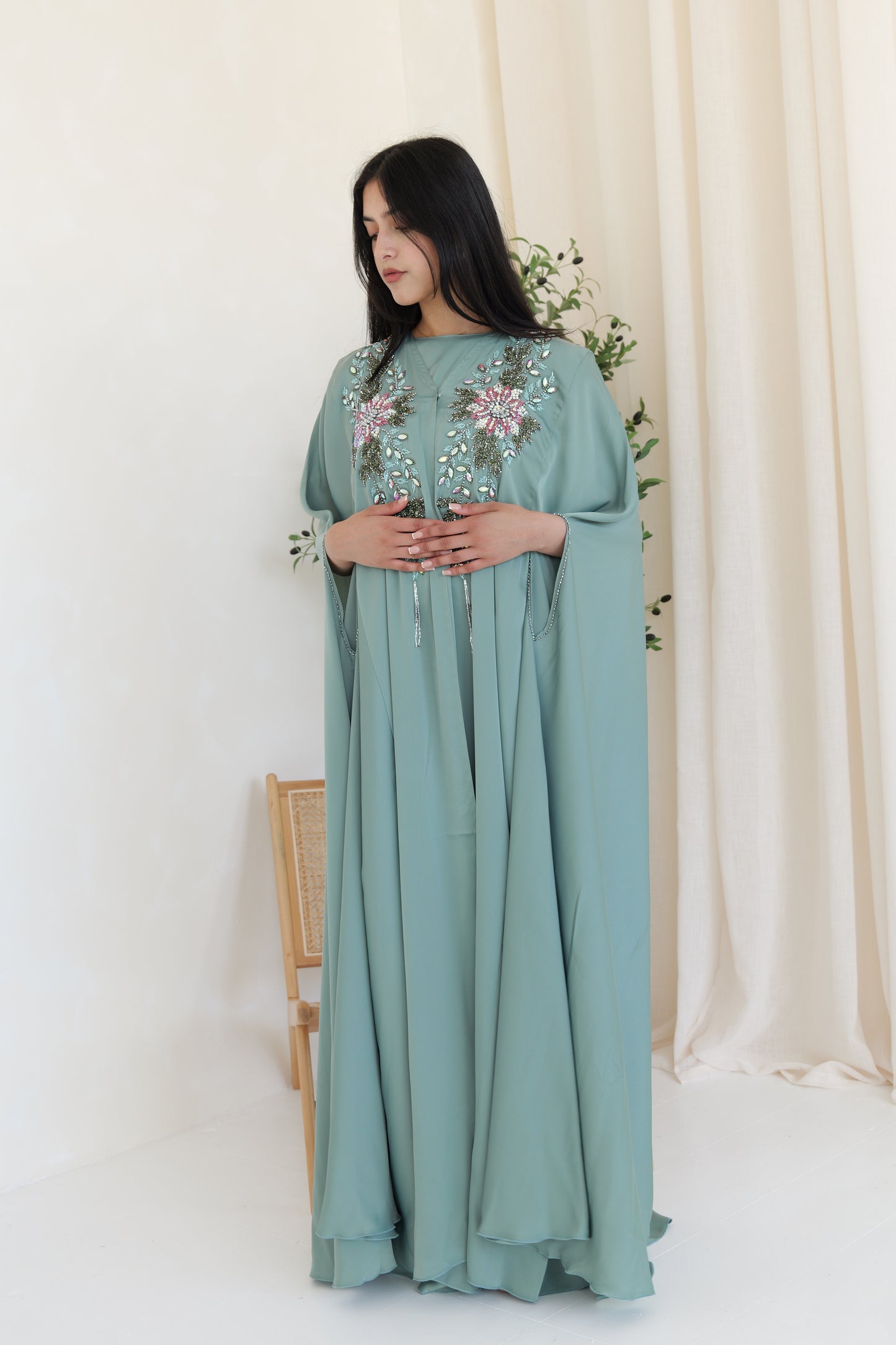 Hadiyah Abaya in saga green