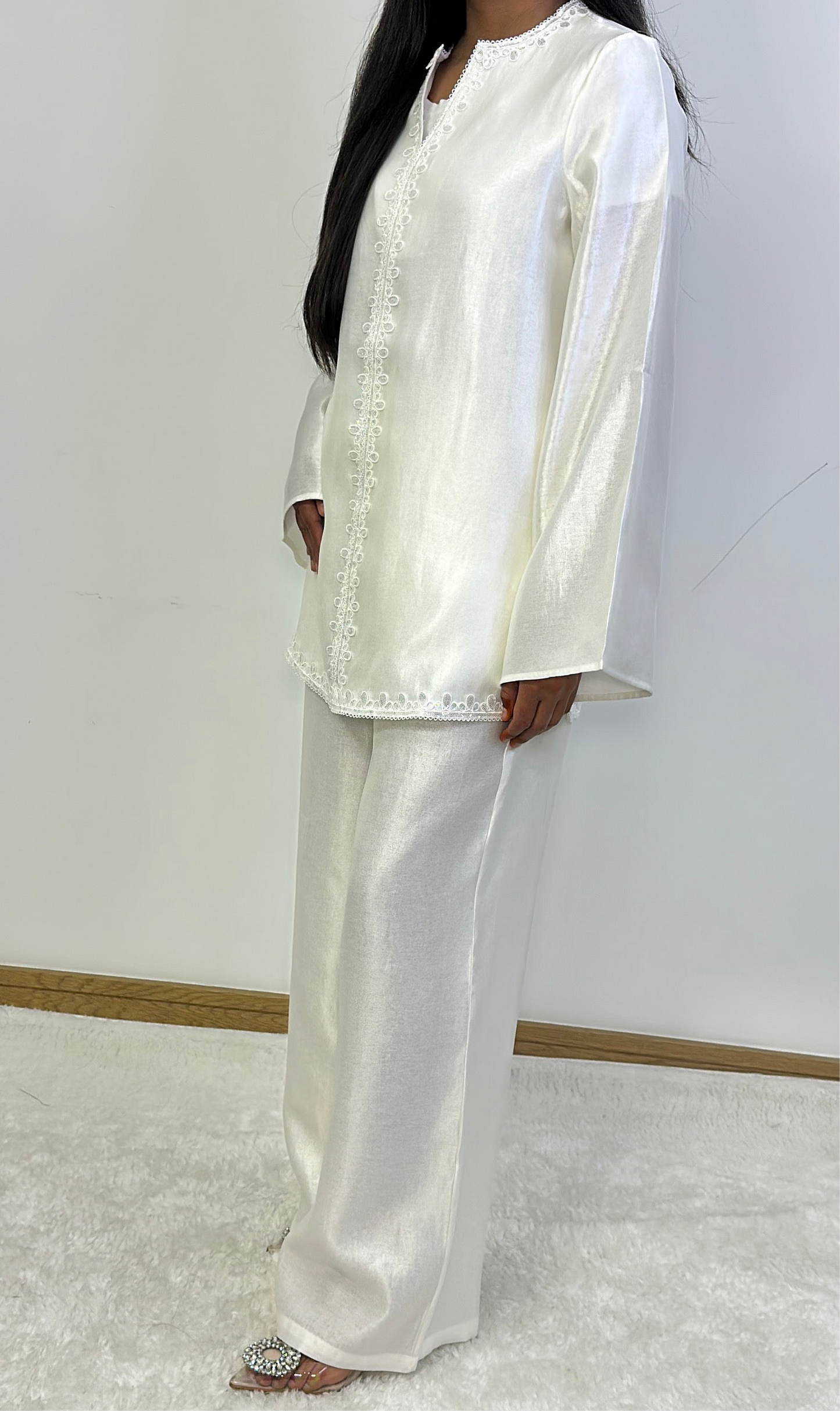 Shaba two piece co ord set in white.