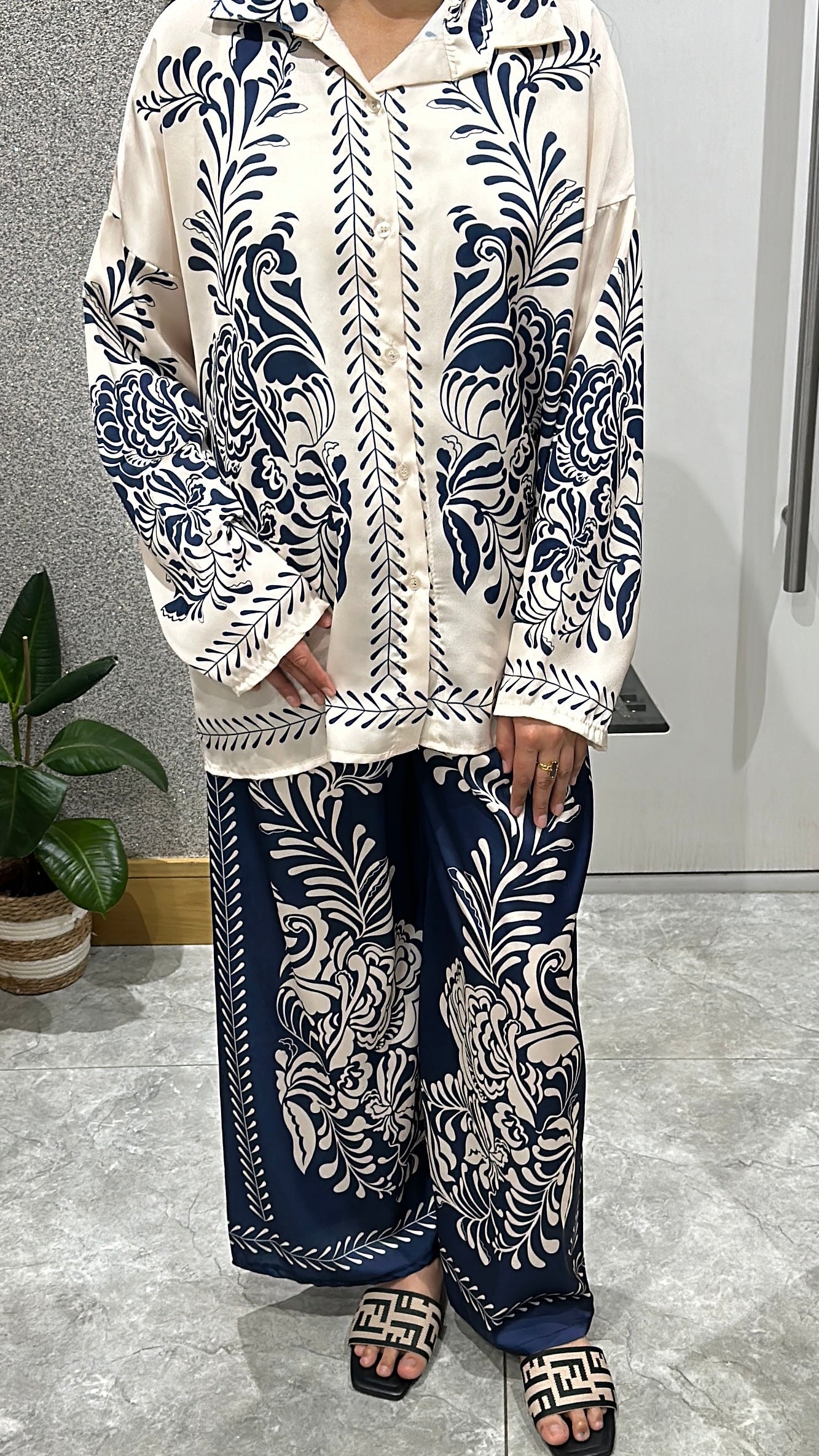 Ayline Printed Co ord In Navy
