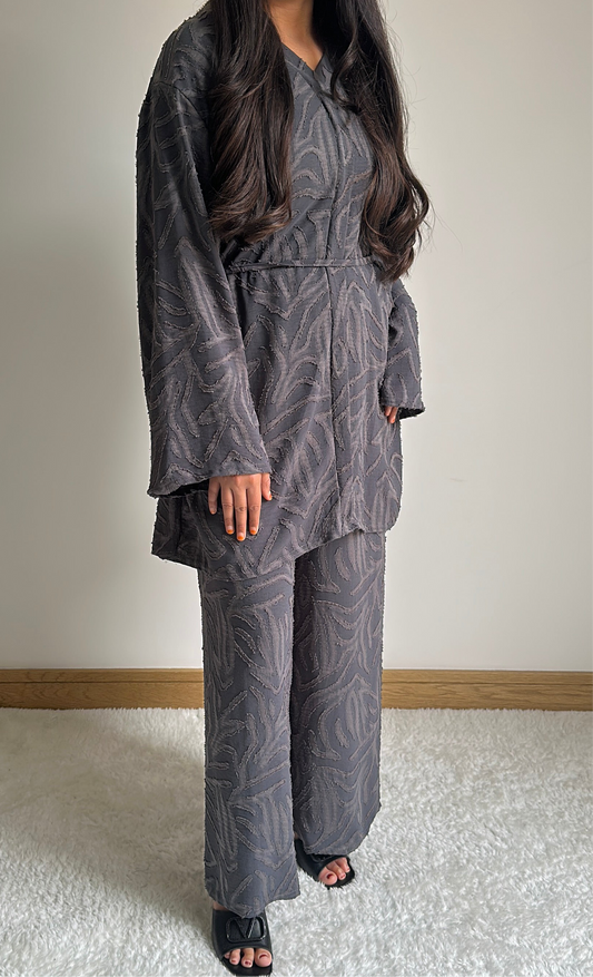 Noor co ord set in chocolate grey