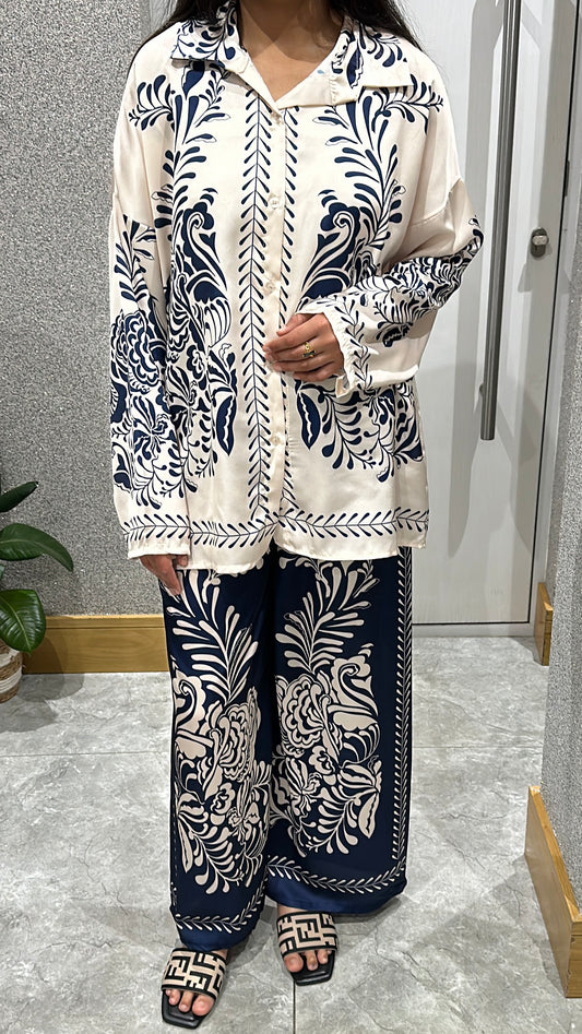 Ayline Printed Co ord In Navy