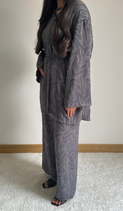 Noor co ord set in chocolate grey