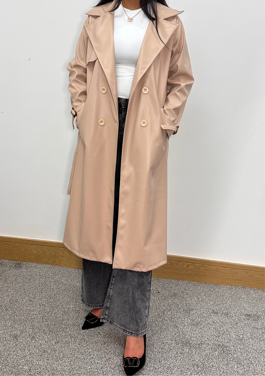Beni pu leather jacket in beige