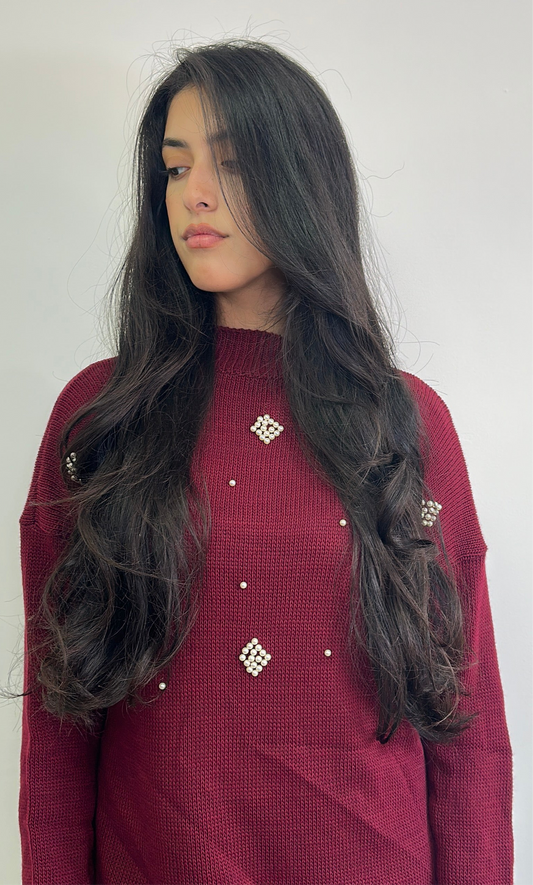 Emina co ord in burgundy