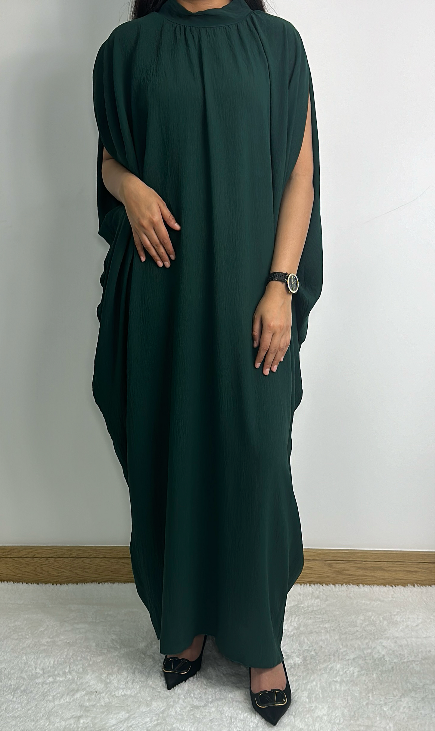 Anabia dress in bottle green