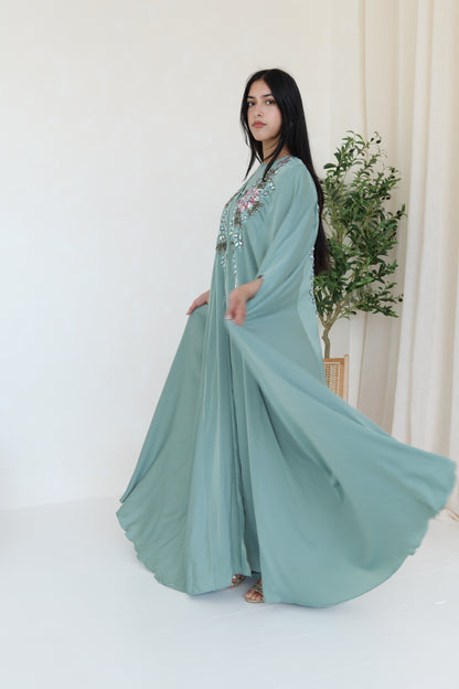 Hadiyah Abaya in saga green