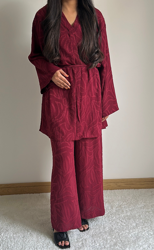 Noor co ord set in burgundy