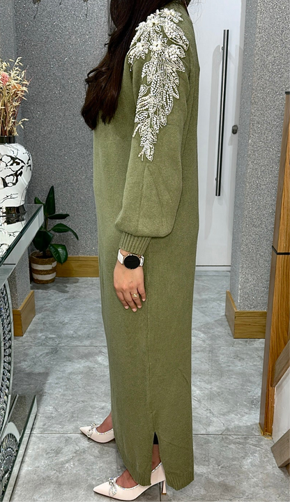 Yosra dress in olive green