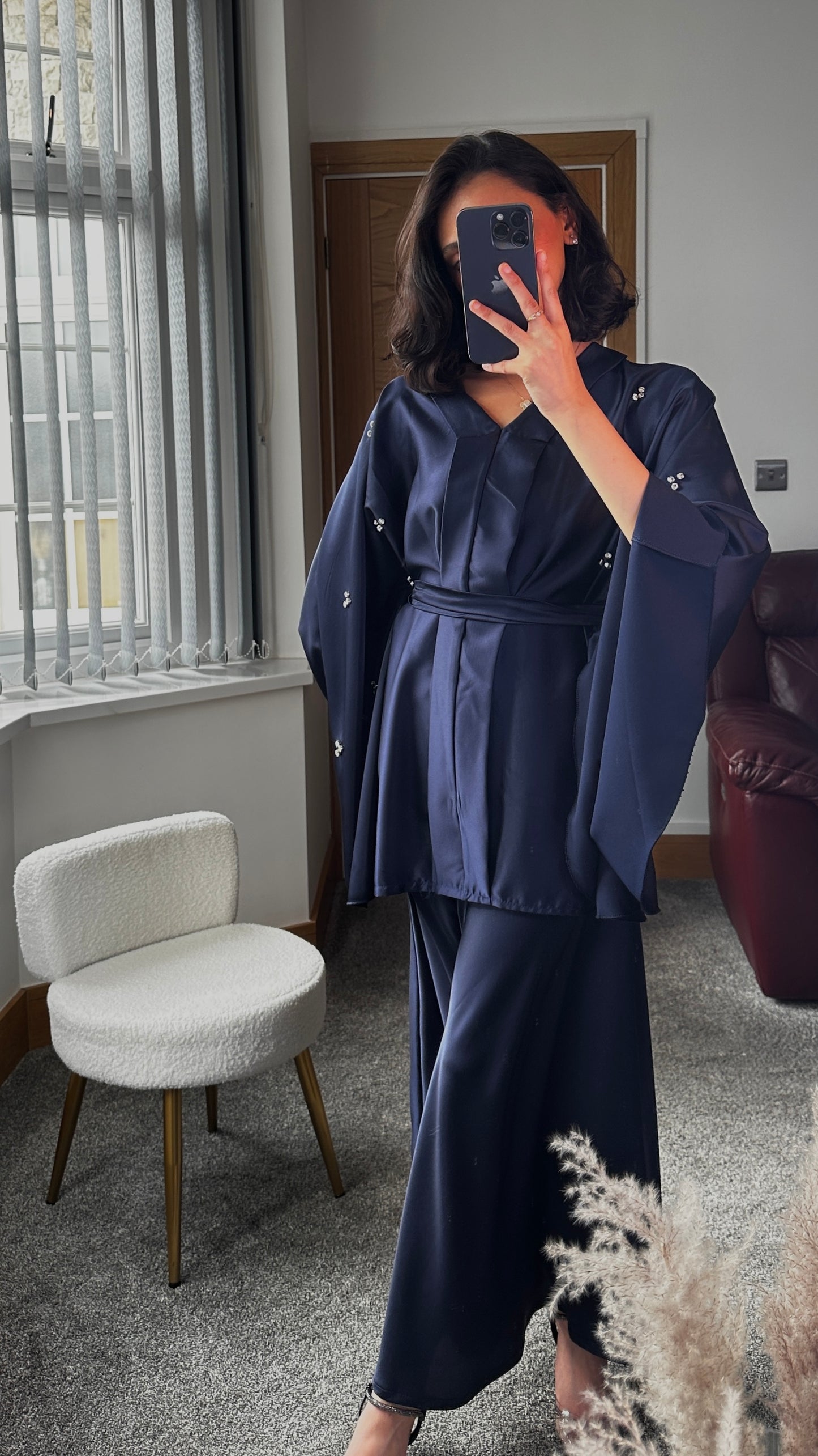 Amaryllis Co ord set in navy blue