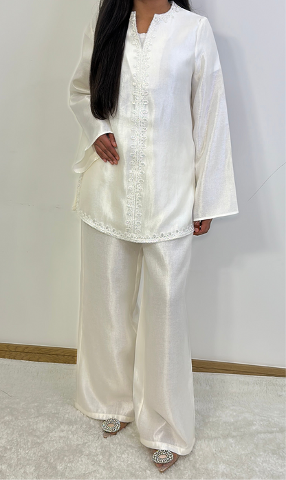 Shaba two piece co ord set in white.