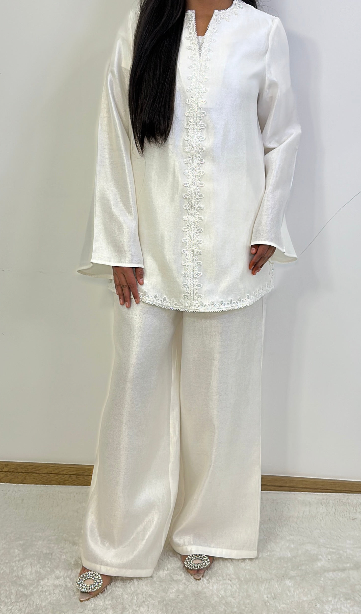Shaba two piece co ord set in white.