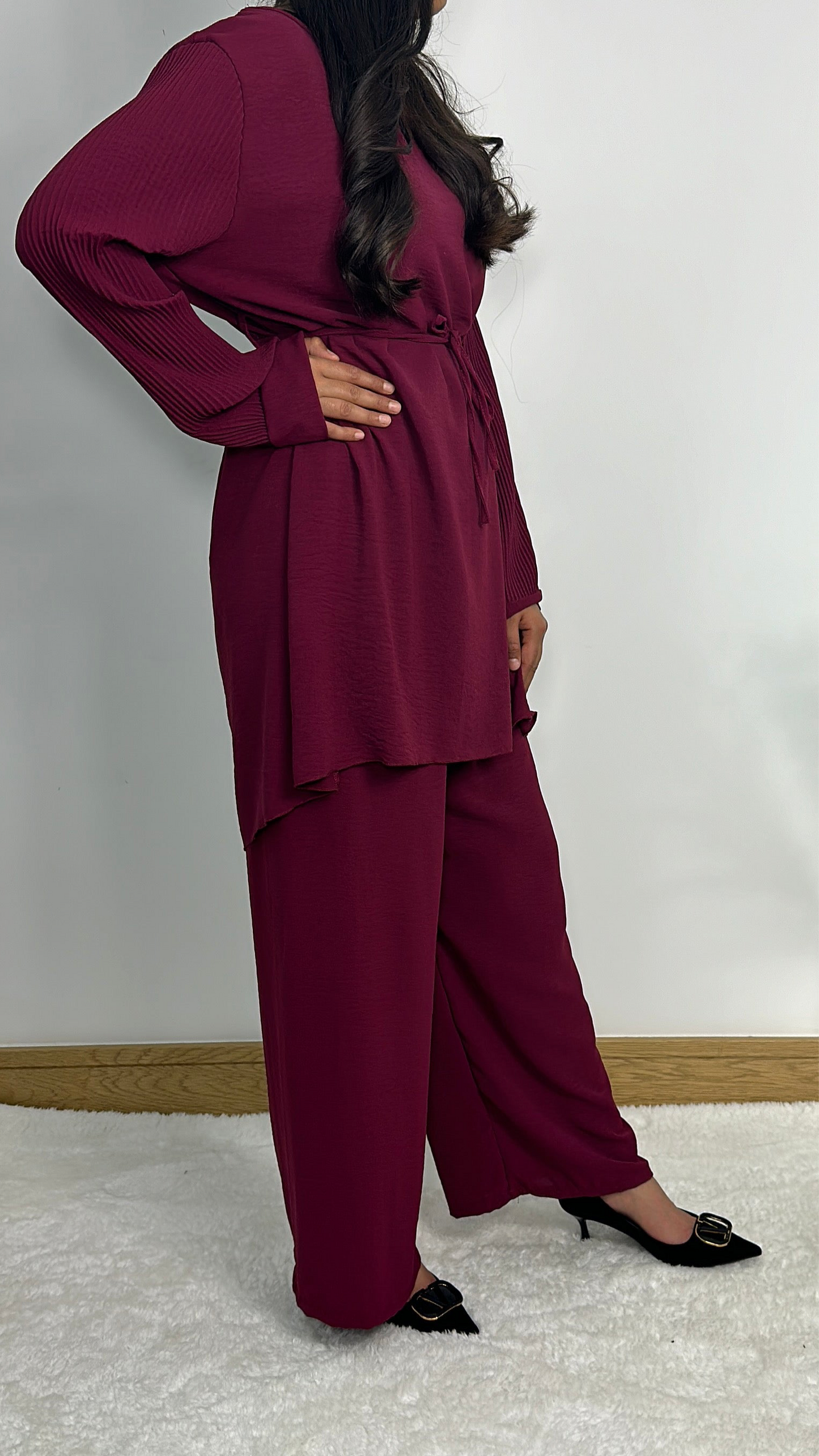 Adilah co ord in burgundy