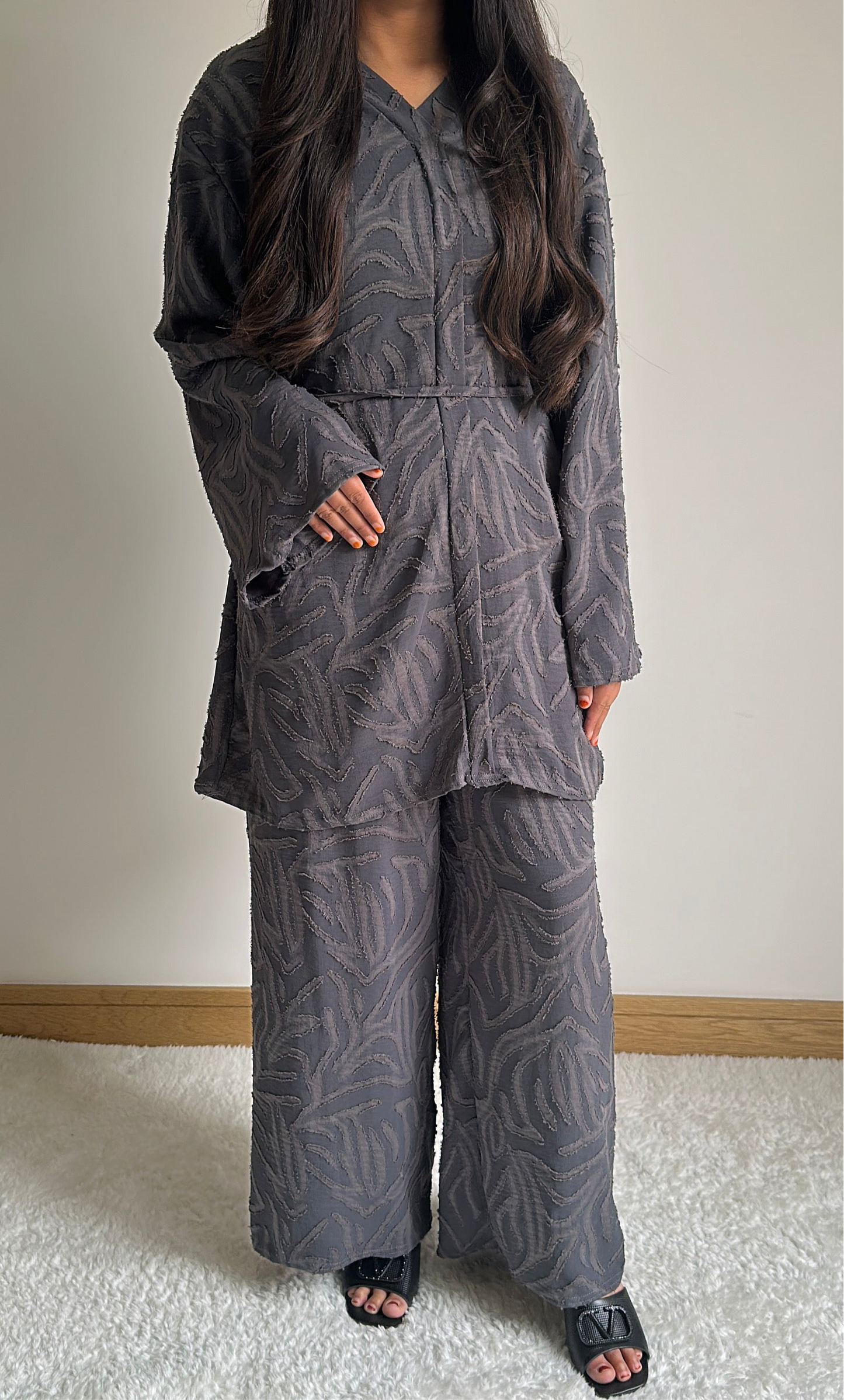 Noor co ord set in chocolate grey