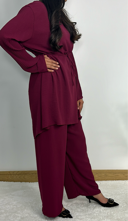 Adilah co ord in burgundy