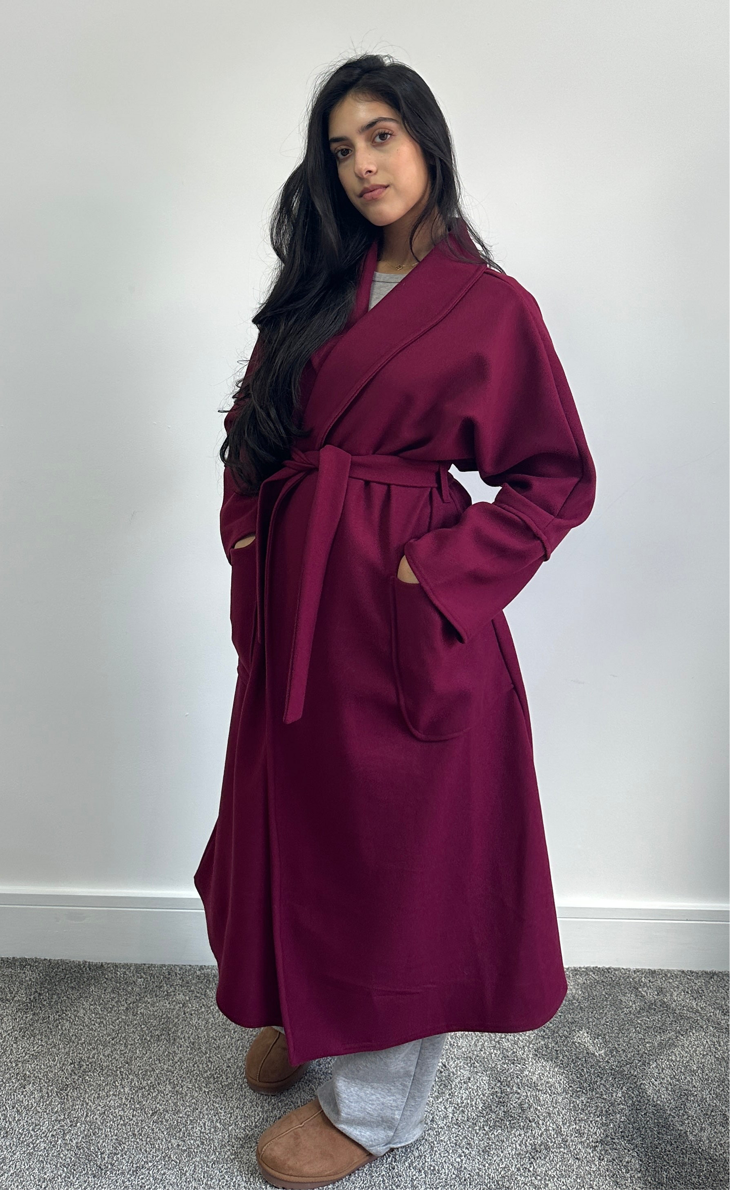 Hana coat in burgundy