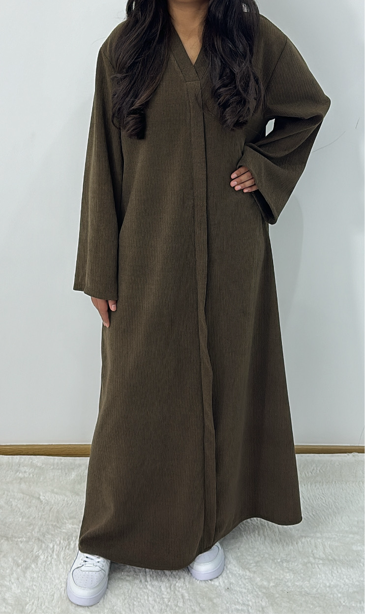 Aiyla winter abaya dress in dark brown