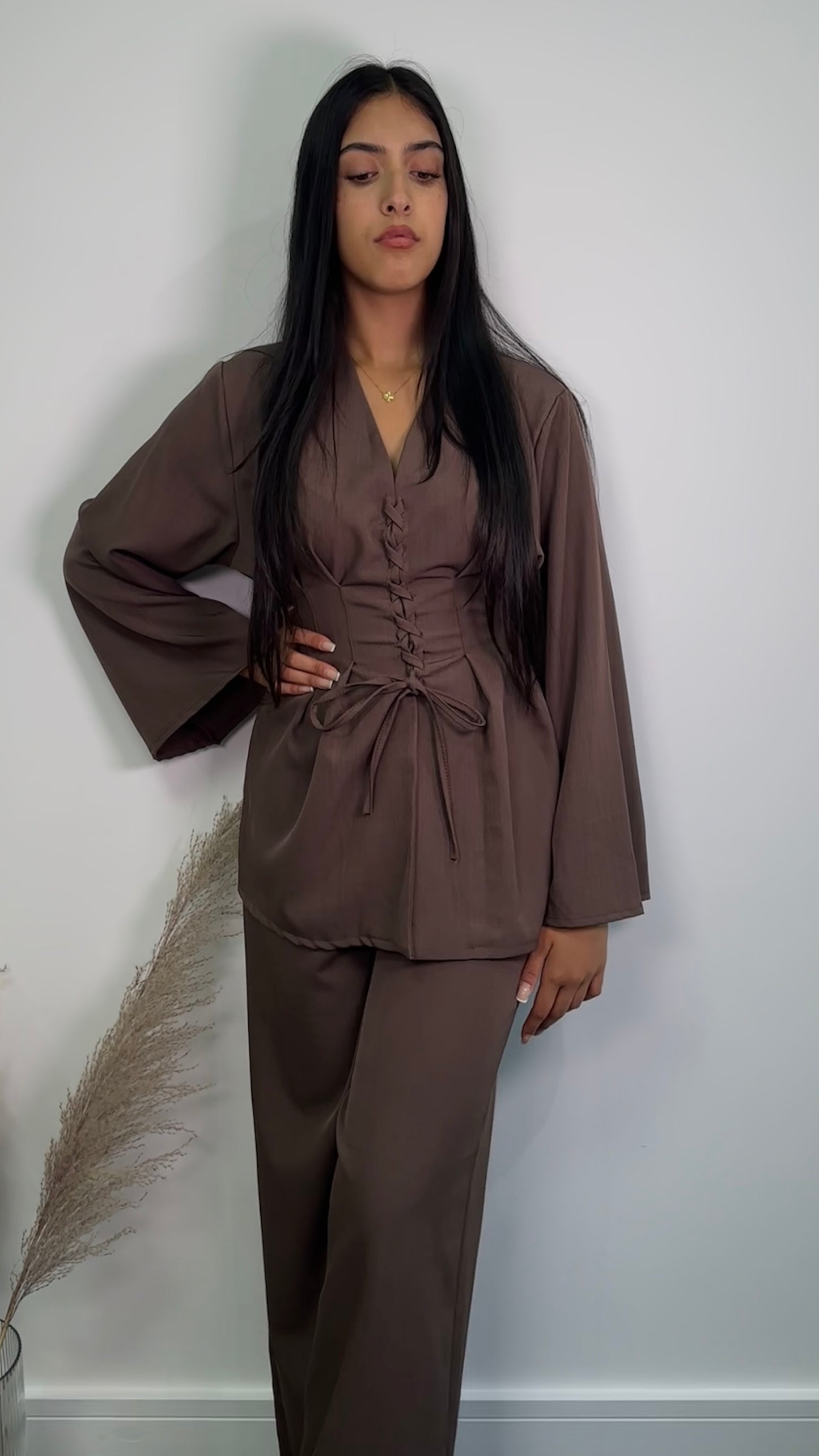 Elira Co ord set in chocolate brown