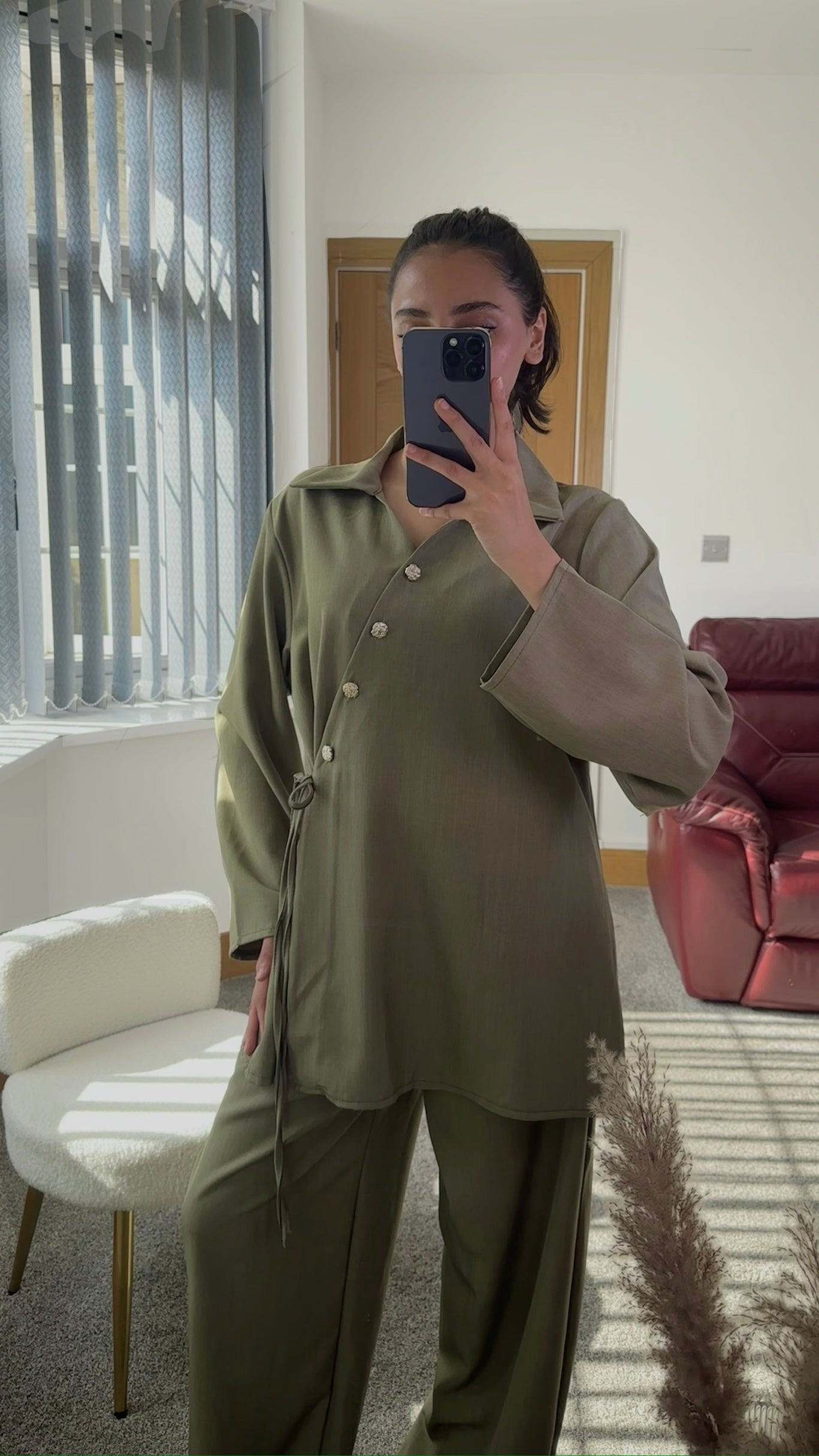 Velina co ord in khaki