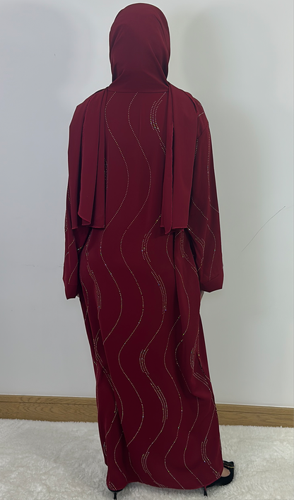 Abaya with attached scarf burgundy