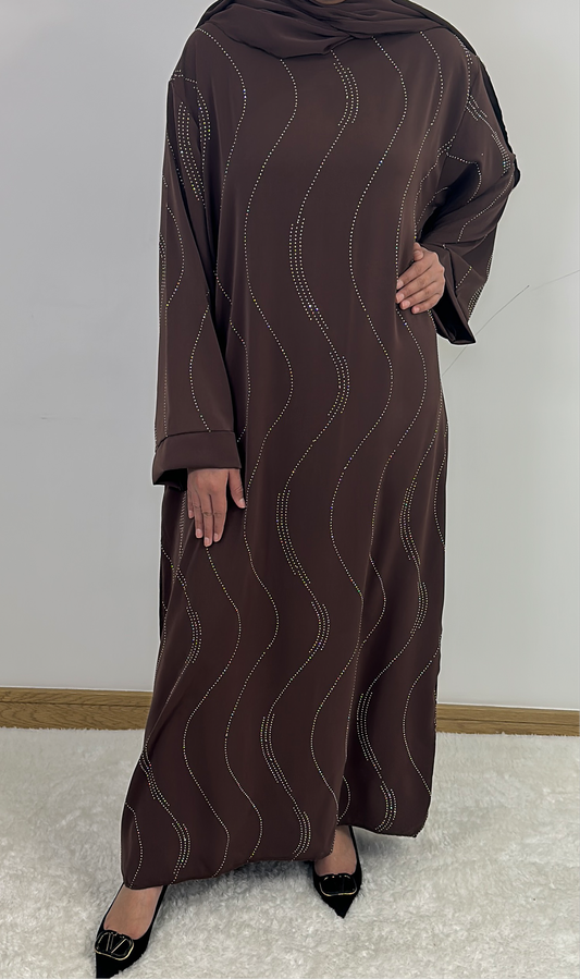 Abaya with attached scarf brown