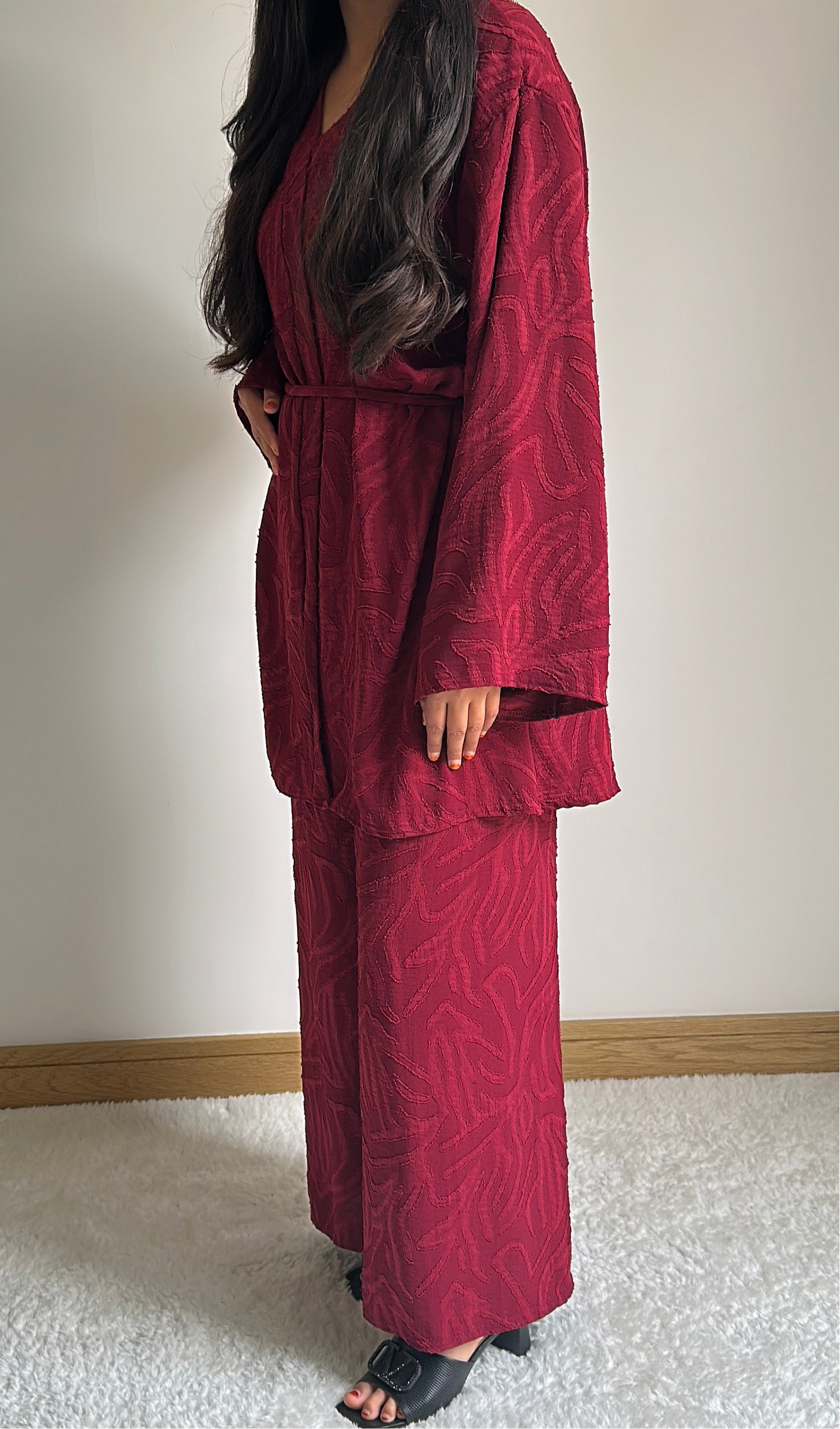 Noor co ord set in burgundy