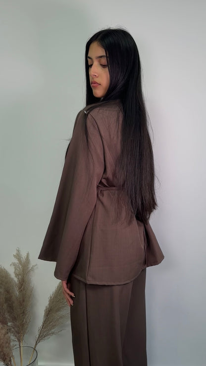 Elira Co ord set in chocolate brown