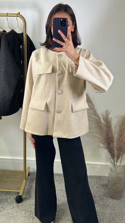 Wool blend jacket in beige