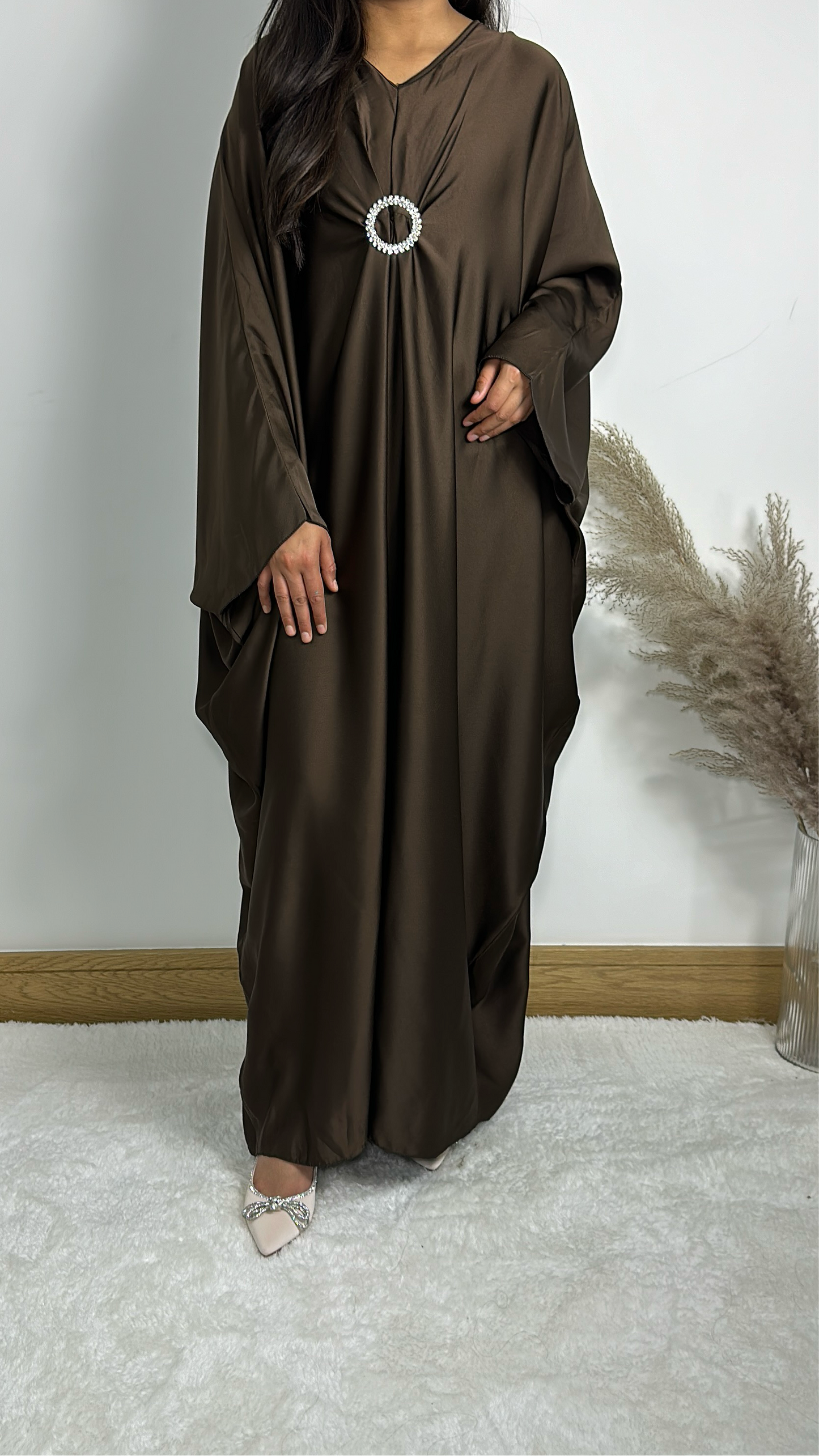 Alima dress in dark brown