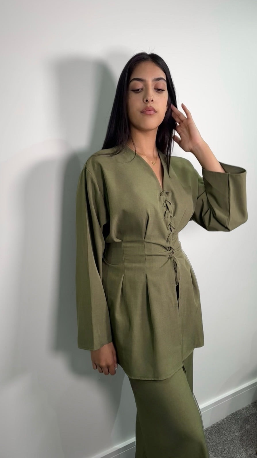 Elira Co ord set in khaki