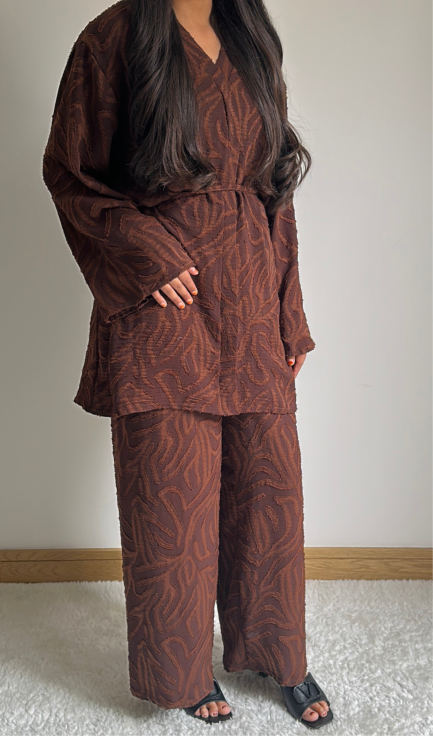 Noor co ord set in chocolate brown