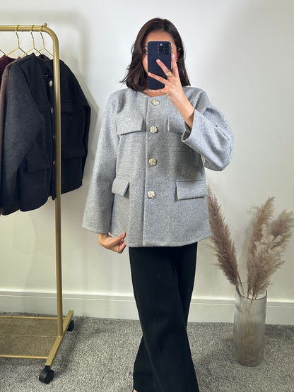 Wool blend jacket in grey