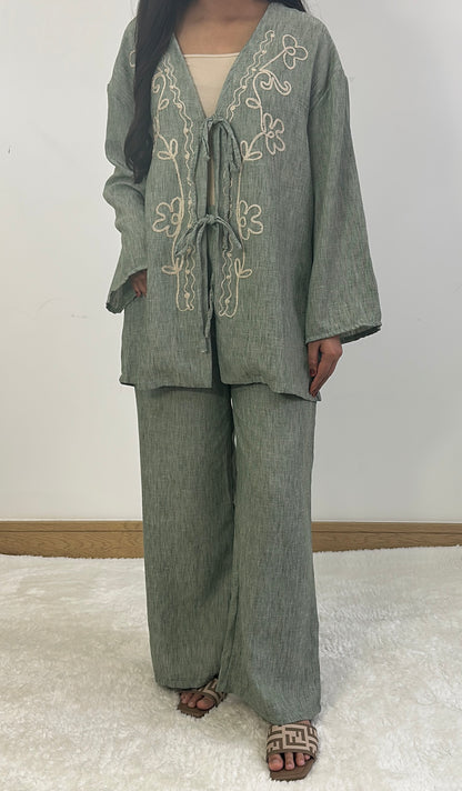 Lilian summer co ord in saga green
