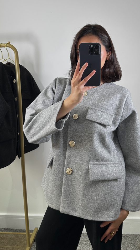 Wool blend jacket in grey