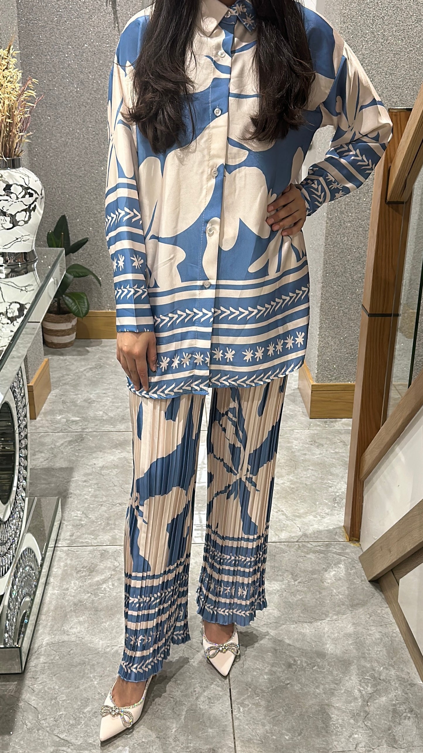 Isra Printed Co ord In Blue