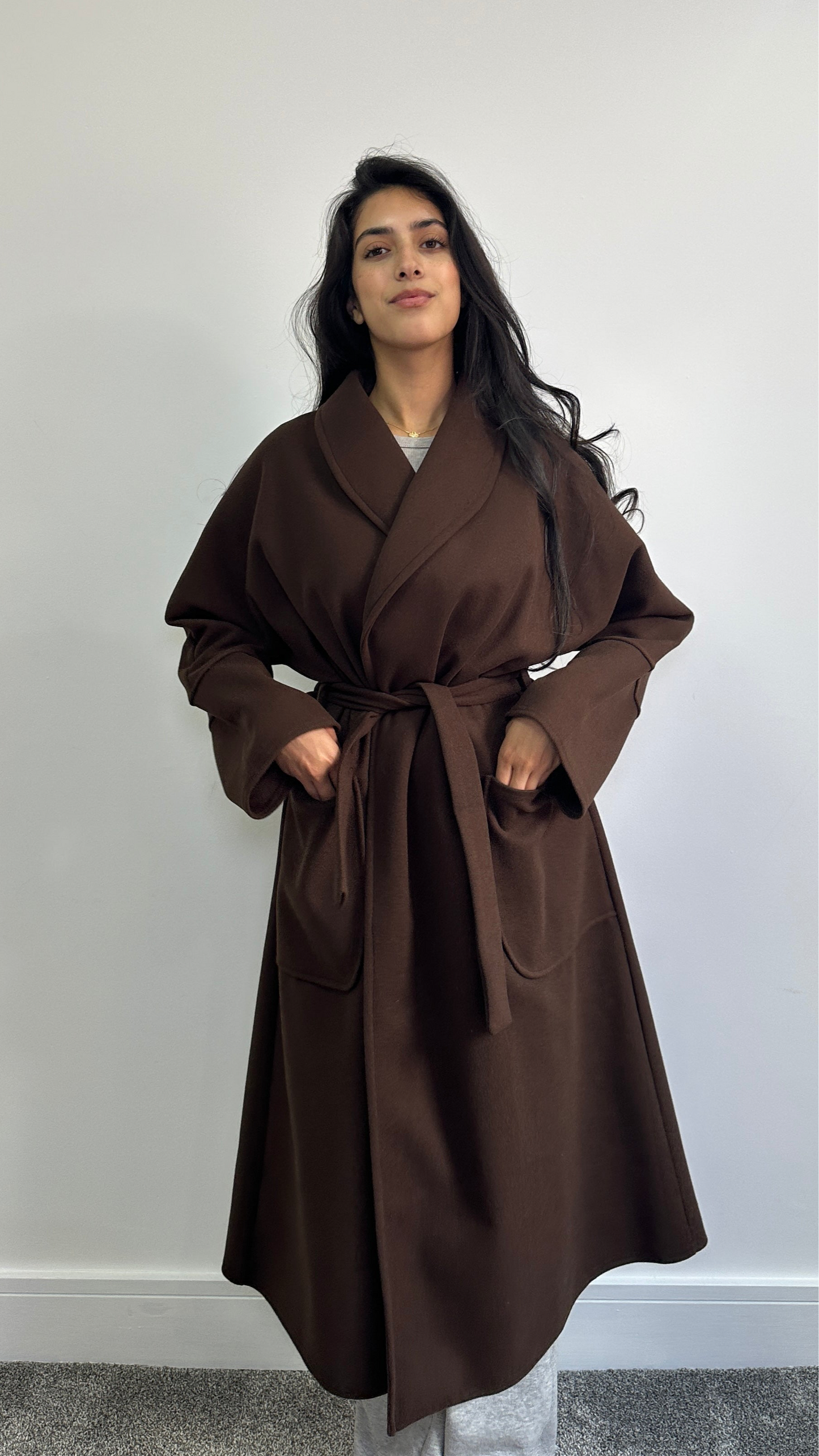 Hana coat in chocolate brown