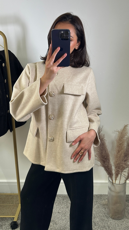 Wool blend jacket in beige