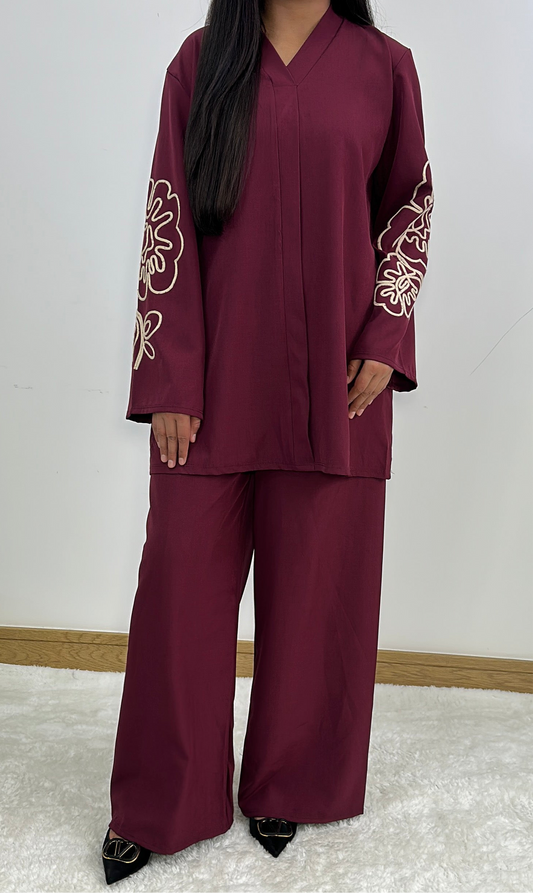 Alya co ord set in burgundy
