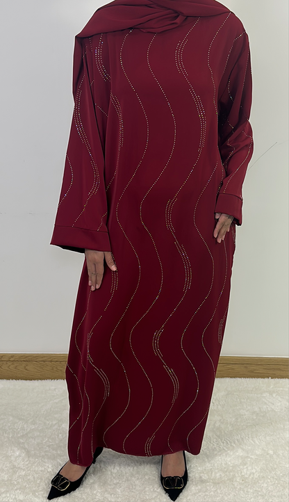 Abaya with attached scarf burgundy