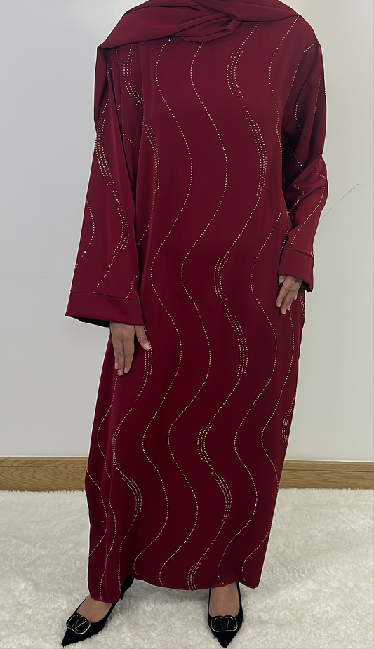 Abaya with attached scarf burgundy