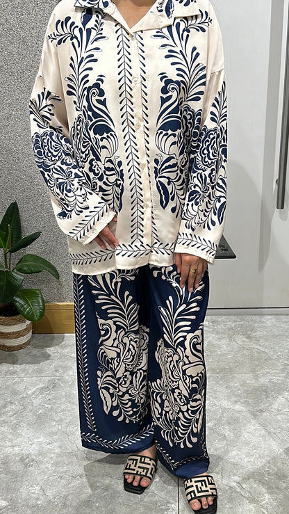 Ayline Printed Co ord In Navy