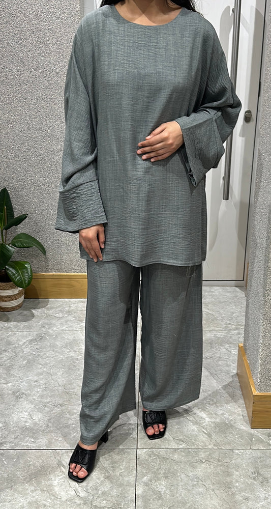 Zehra Co ord Set In Dark Grey