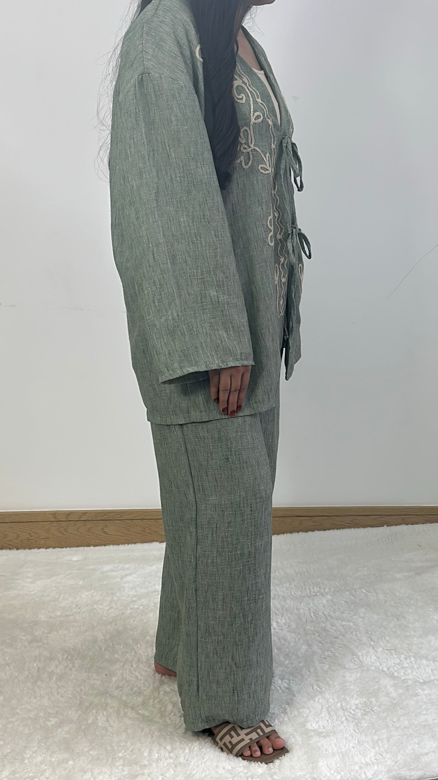 Lilian summer co ord in saga green