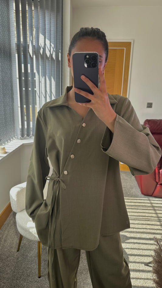 Velina co ord in khaki