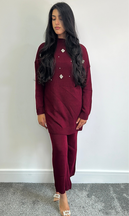 Emina co ord in burgundy