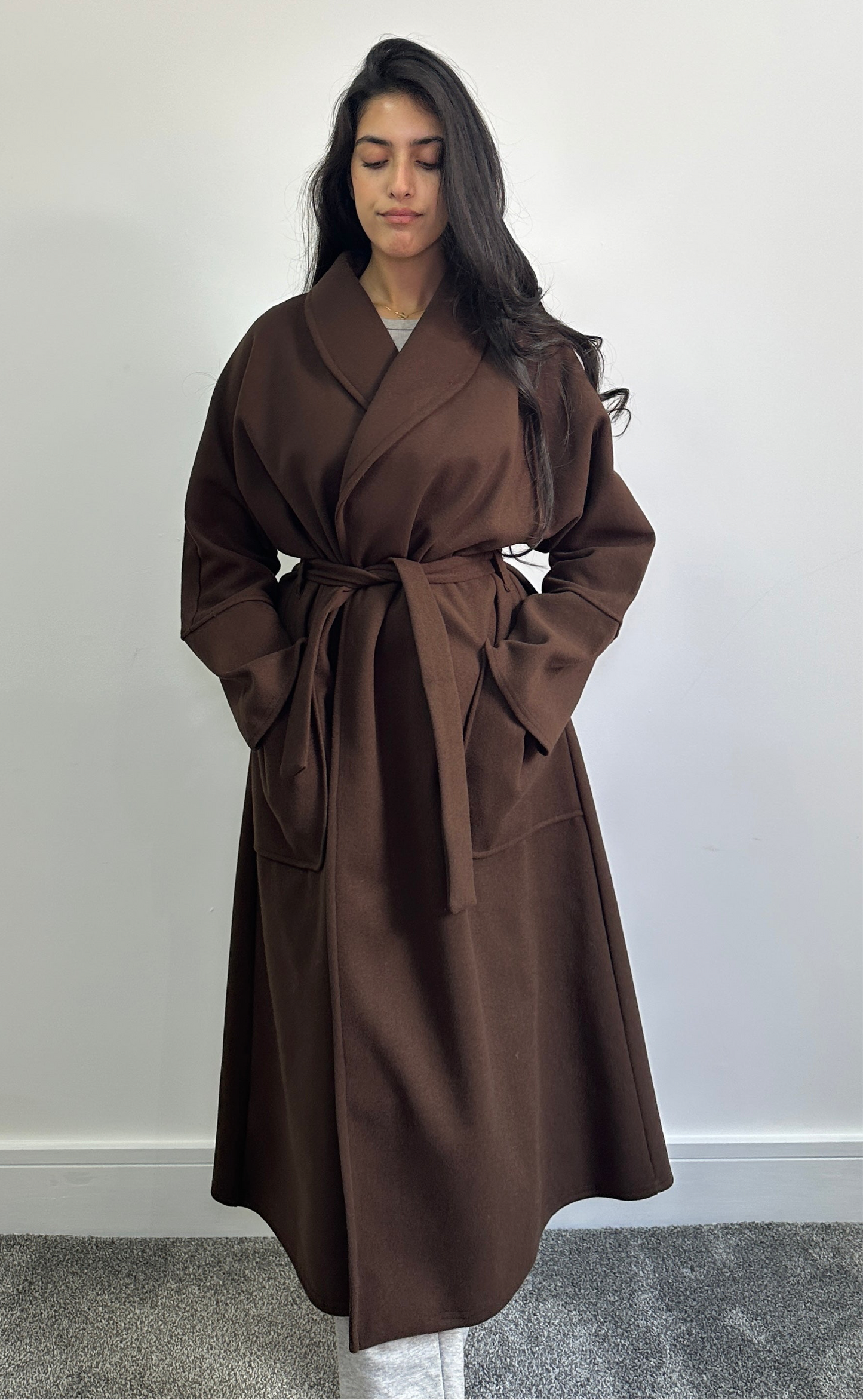 Hana coat in chocolate brown