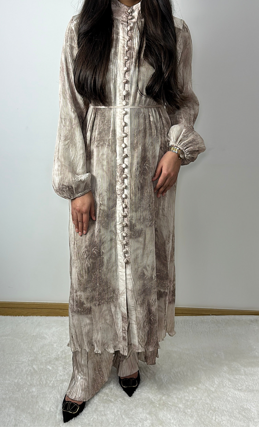 Shana two piece co ord set in beige.
