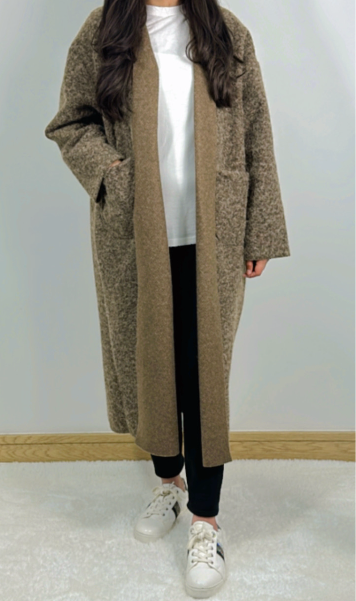 Ailah long wool coat in peanut